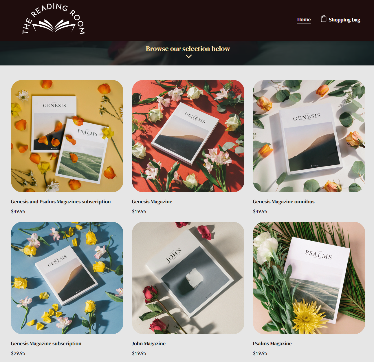 The Reading Room Bookstore Product Grid