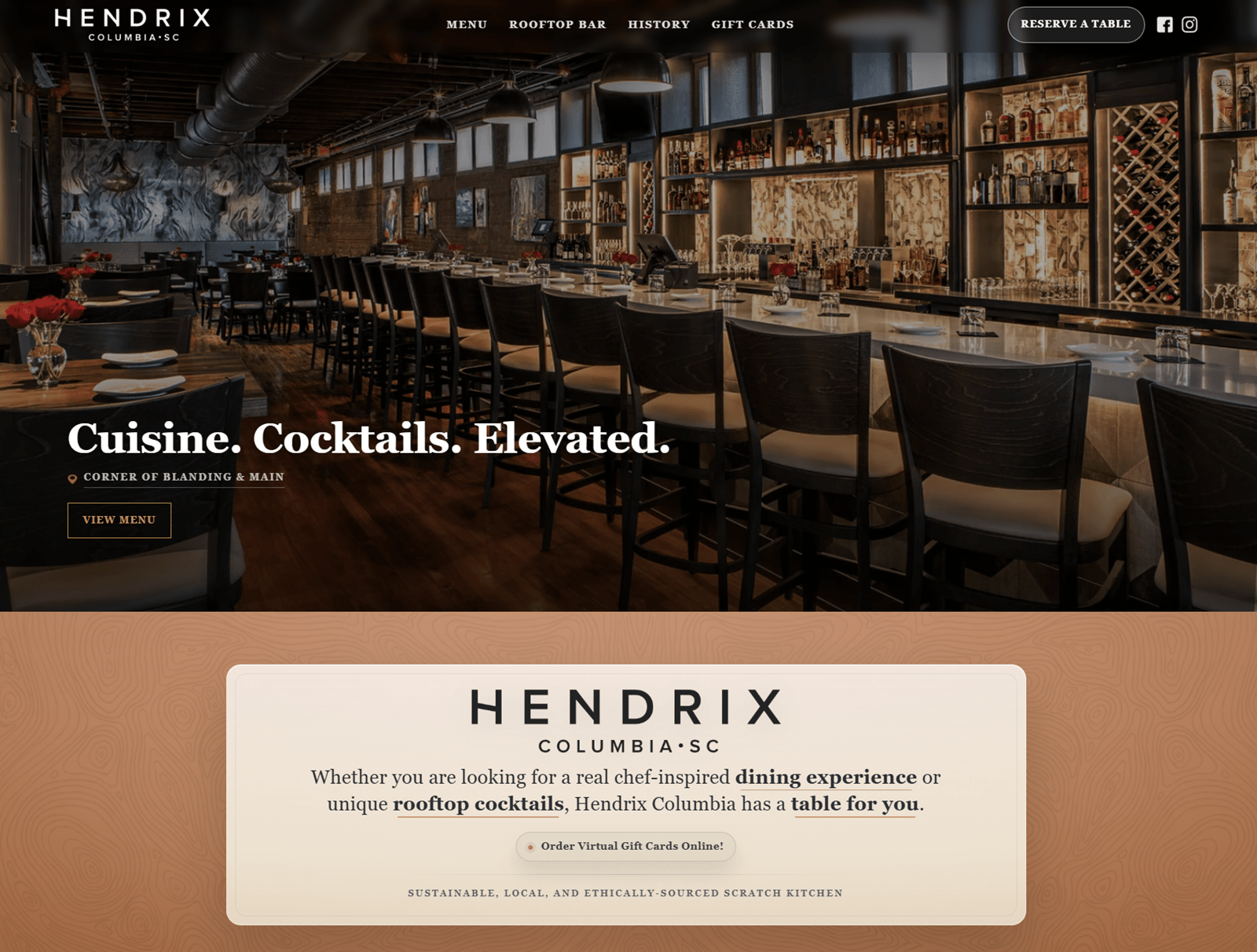 Hendrix homepage desktop screenshot